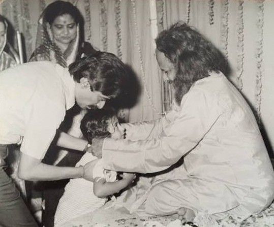 A young Deepali Dubey blessed by her Guru